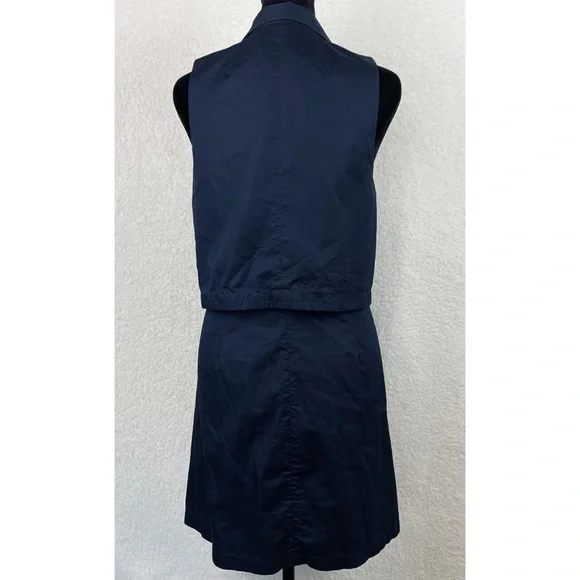 THEORY • Navy Blue Gemine Sleeveless Tiered A-Line Mini Dress, 4 - Picture 5 of 16